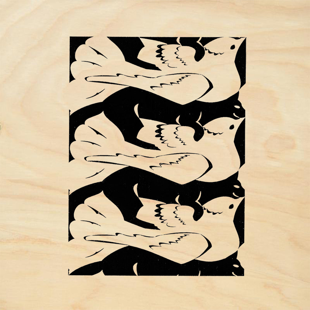 StampaFe White Bird Black Cat Small Mixed Media Rubber Art Stamp
