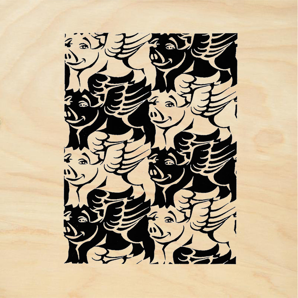 StampaFe Flying Pigs Large Mixed Media Rubber Art Stamp