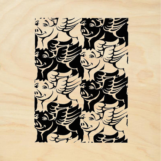 StampaFe Flying Pigs Large Mixed Media Rubber Art Stamp