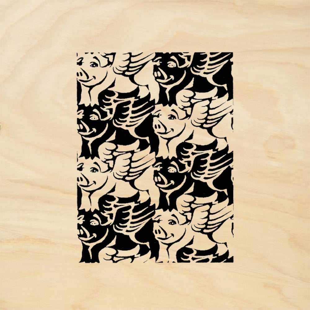 StampaFe Flying Pigs Small Mixed Media Rubber Art Stamp