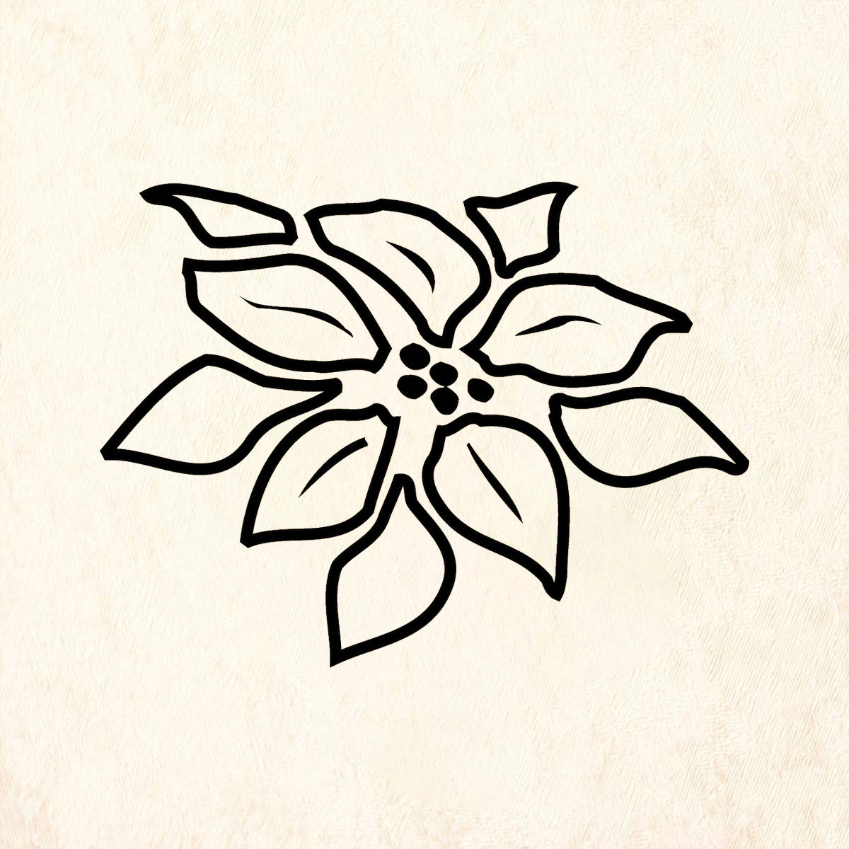 StampaFe Poinsettia Outline Holiday Rubber Art Stamp