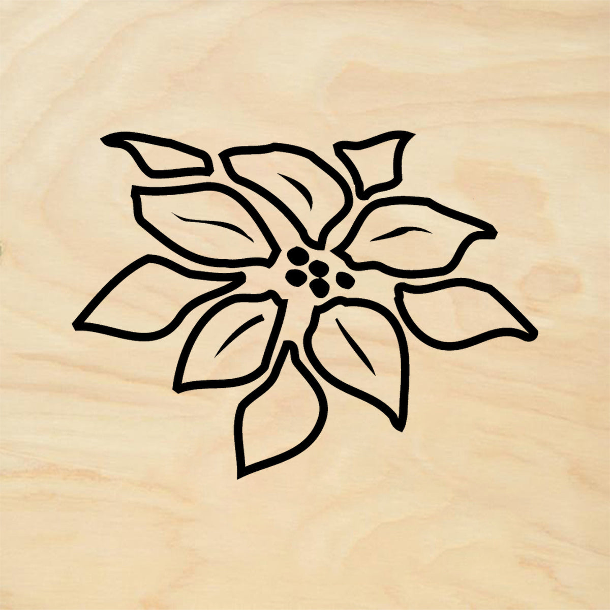 StampaFe Poinsettia Outline Holiday Rubber Art Stamp