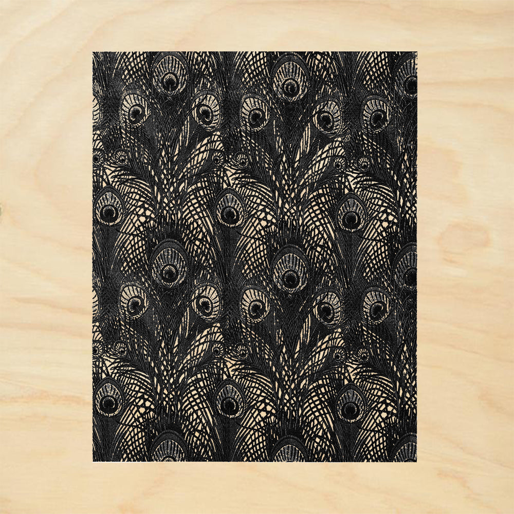 StampaFe Repeating Peacock Feather Mixed Media Rubber Art Stamp