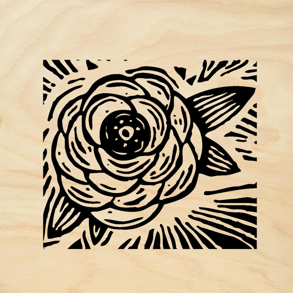 StampaFe Carved Rose Floral Rubber Art Stamp