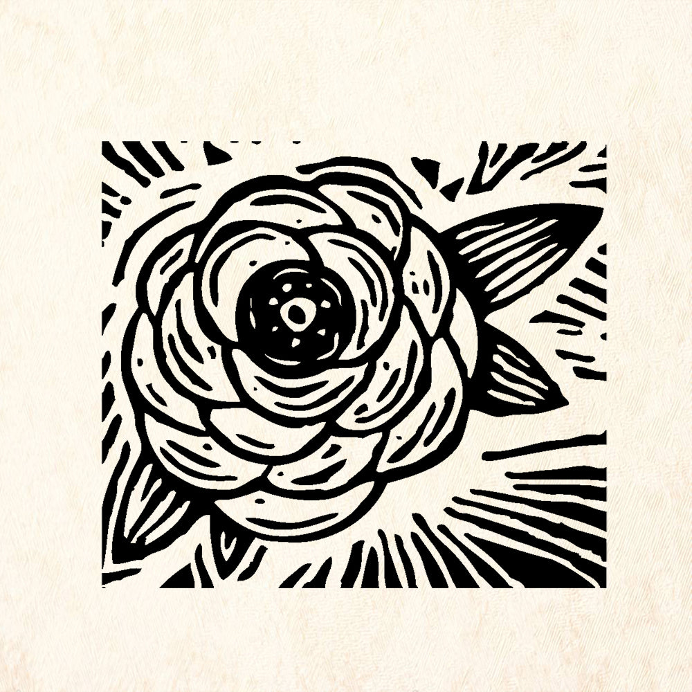 StampaFe Carved Rose Floral Rubber Art Stamp