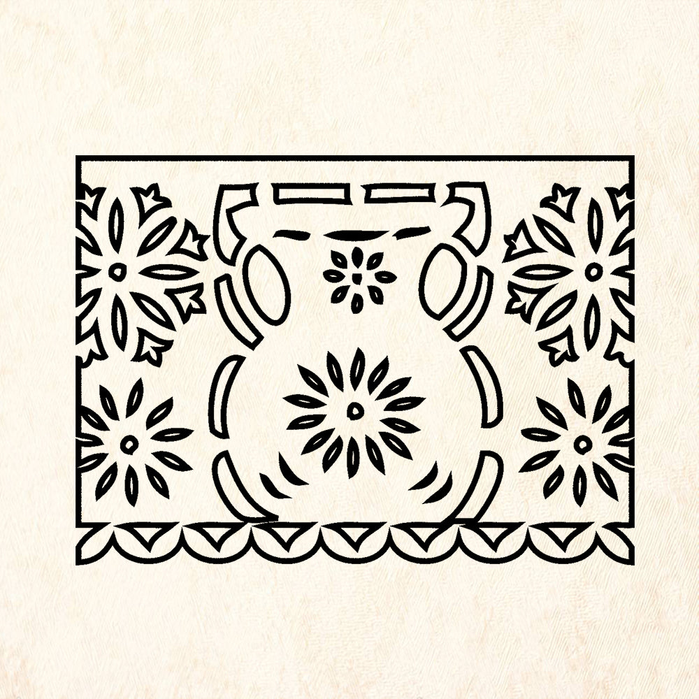 StampaFe Jarra Picado Outline Day of the Dead Rubber Art Stamp