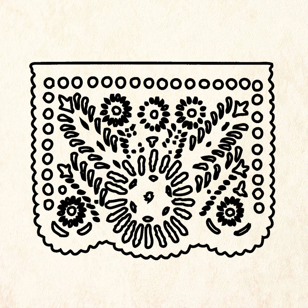 StampaFe Medallion Picado Outline Day of the Dead Rubber Art Stamp