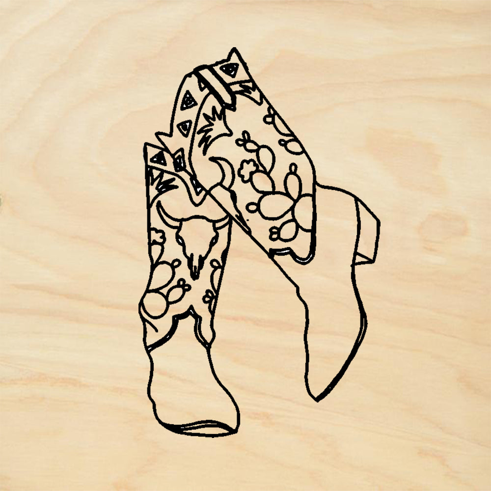 StampaFe Cow Skull Boots Western Rubber Art Stamp