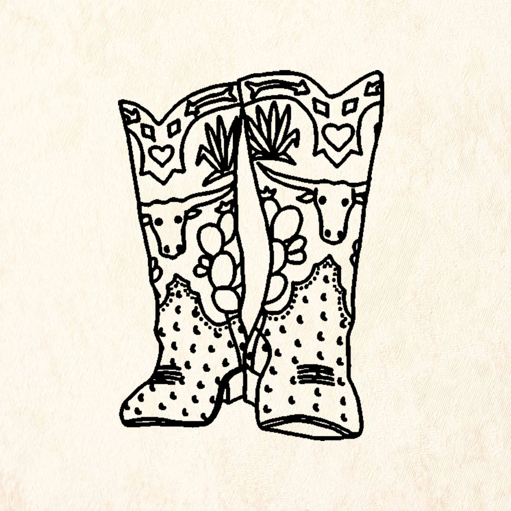 StampaFe Longhorn Boots Western Rubber Art Stamp
