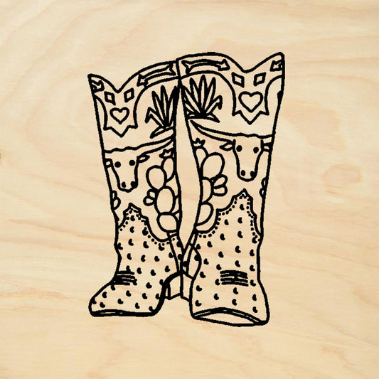 StampaFe Longhorn Boots Western Rubber Art Stamp