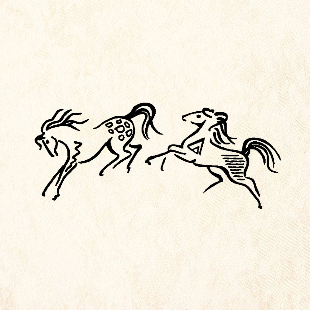 StampaFe Two Horses Southwestern Rubber Art Stamp