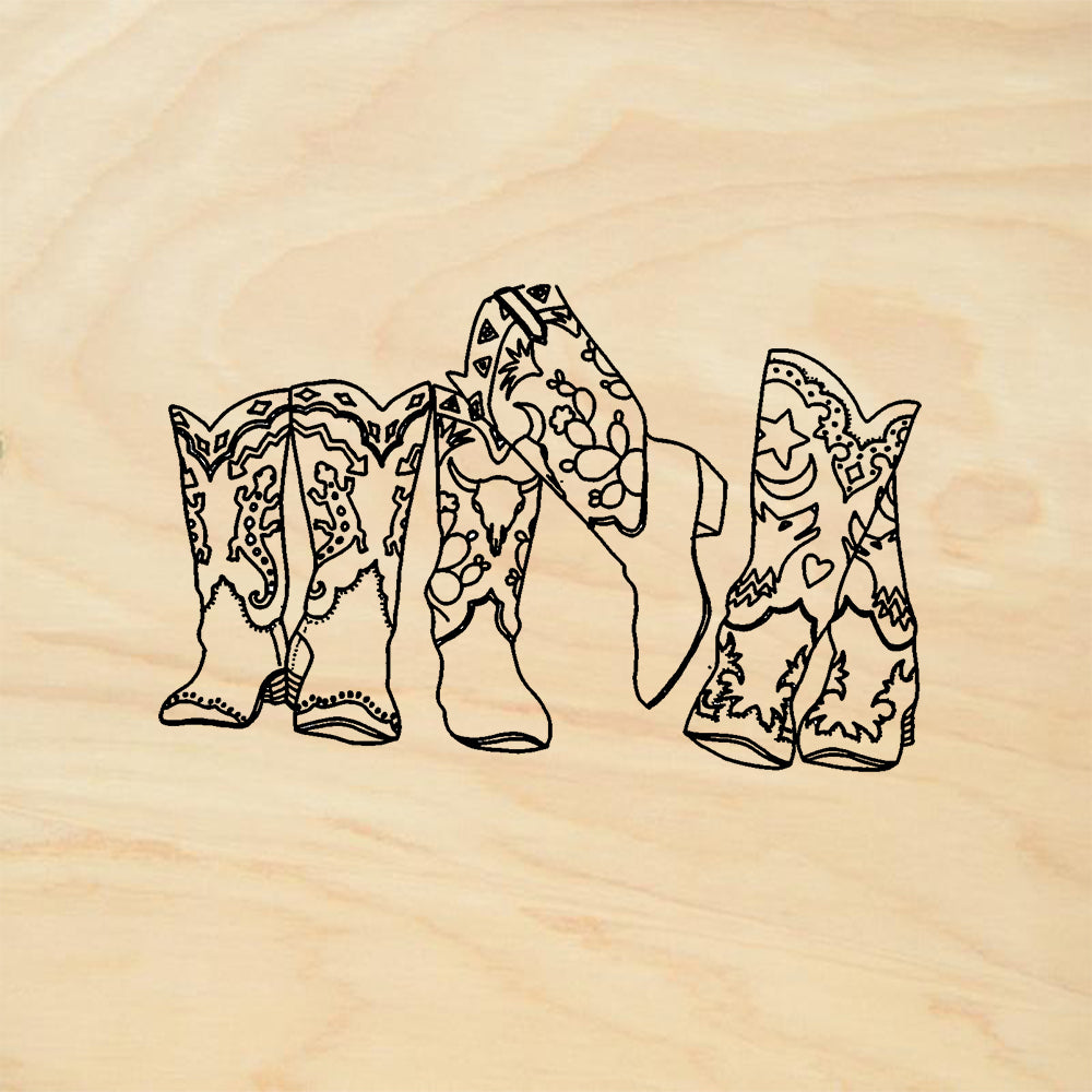 StampaFe Southwest Boots Western Set Rubber Art Stamp
