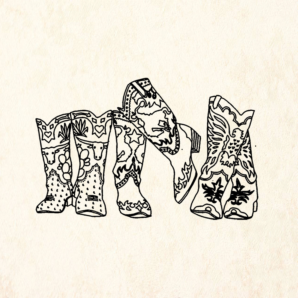 StampaFe Texas Boots Western Set Rubber Art Stamp