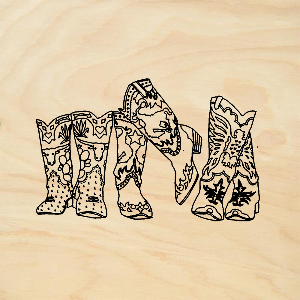 StampaFe Texas Boots Western Set Rubber Art Stamp