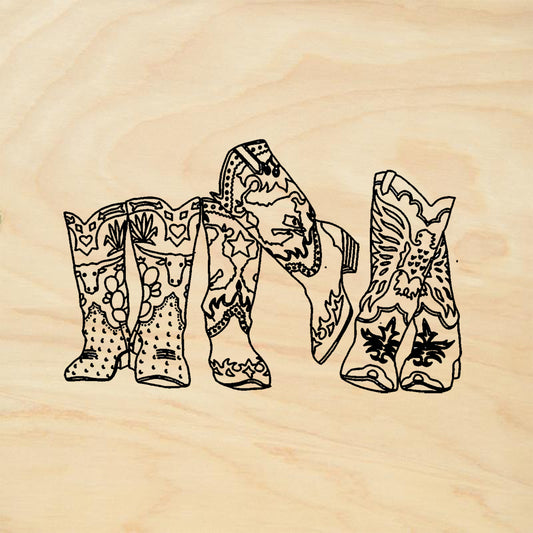 StampaFe Texas Boots Western Set Rubber Art Stamp