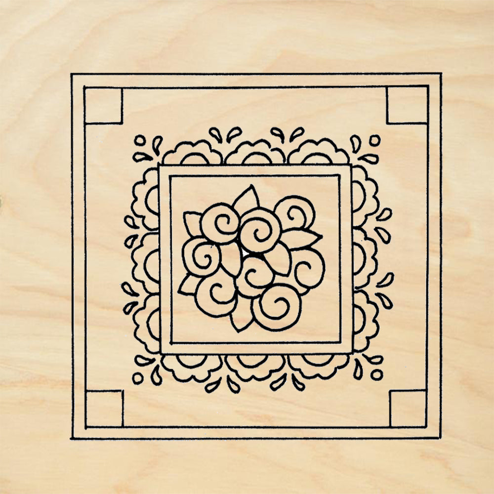 StampaFe Rose Tile Botanical Rubber Art Stamp