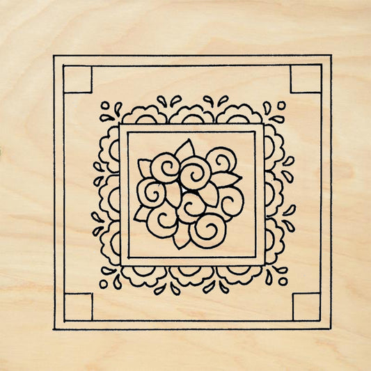 StampaFe Rose Tile Botanical Rubber Art Stamp