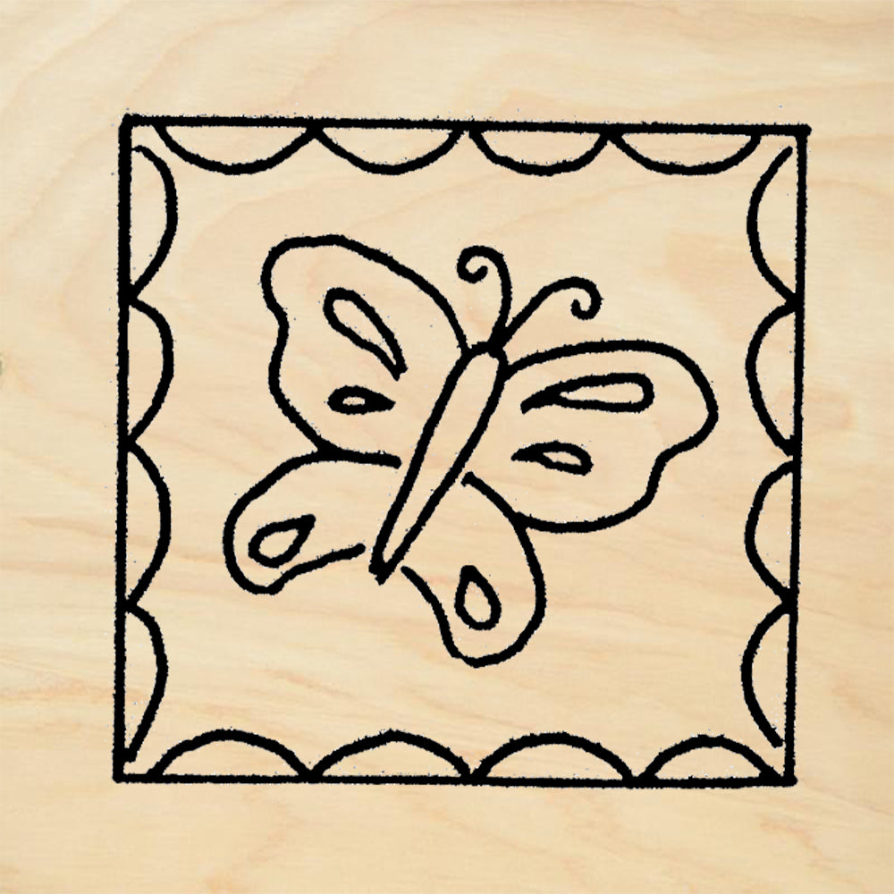 StampaFe Butterfly square Rubber Art Stamp