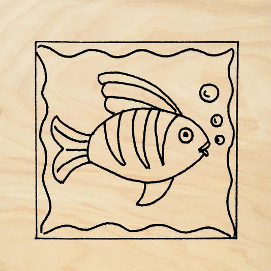StampaFe Fish square Rubber Art Stamp