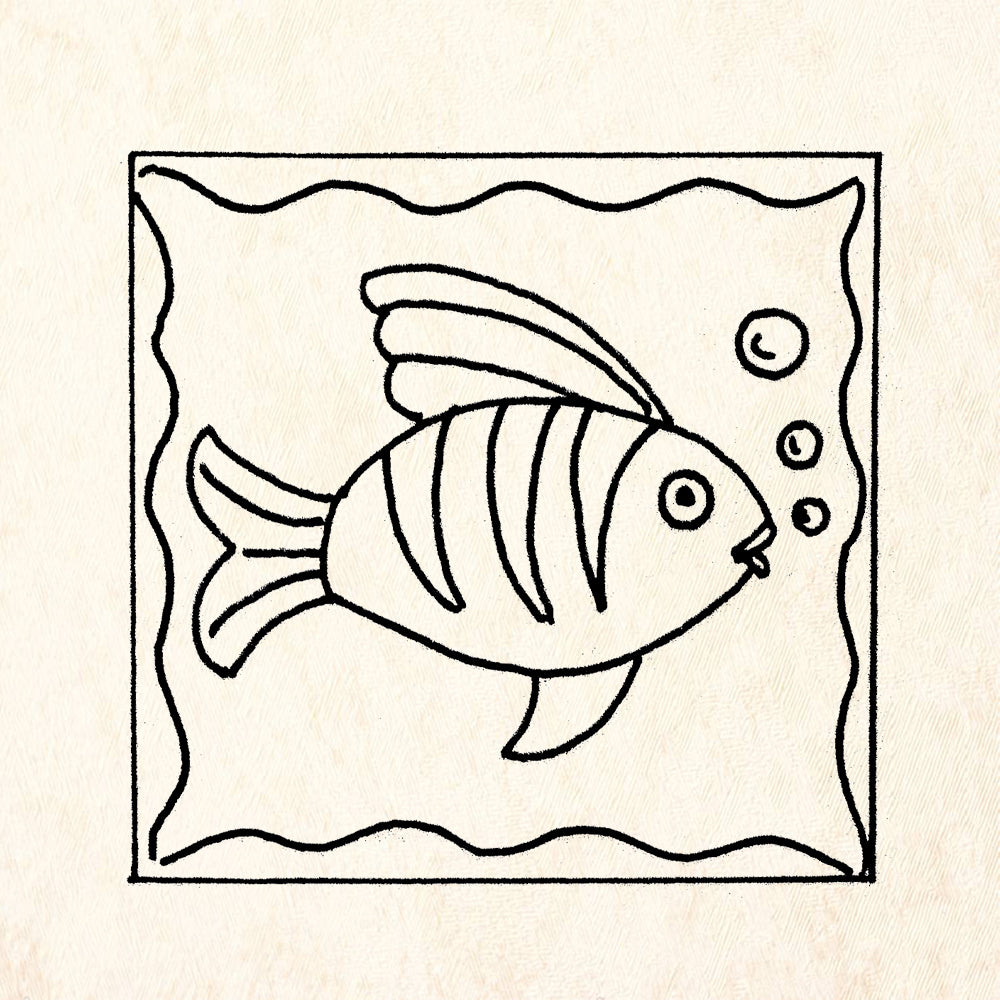StampaFe Fish square Rubber Art Stamp