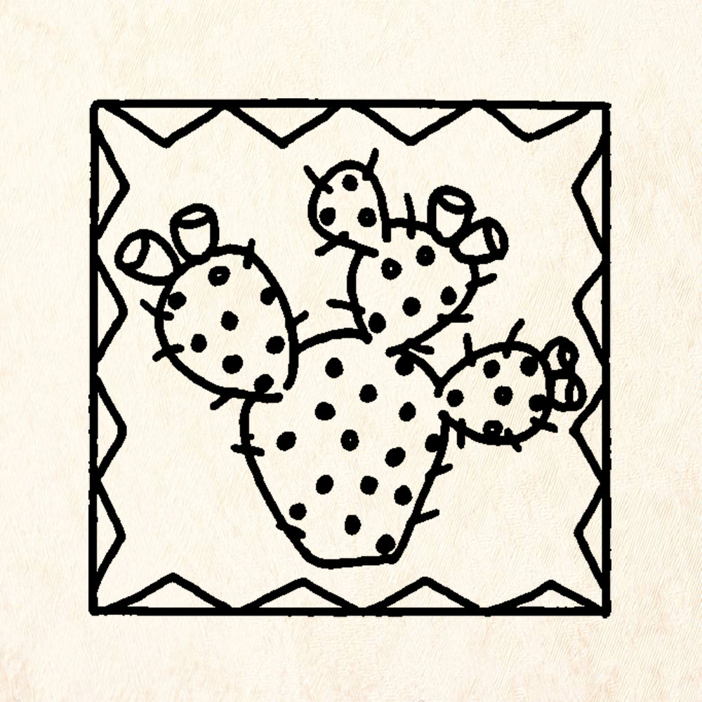 StampaFe Cactus square Southwestern Rubber Art Stamp