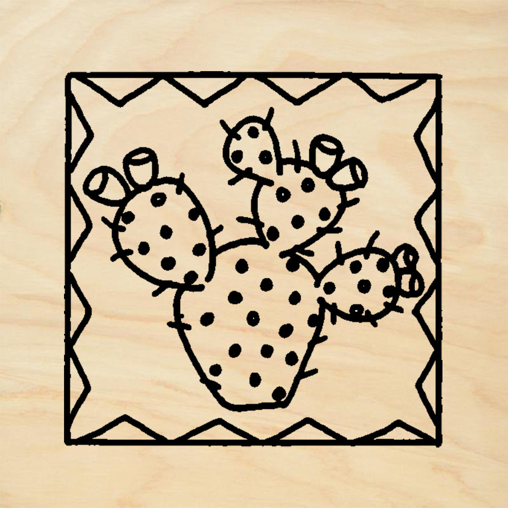 StampaFe Cactus square Southwestern Rubber Art Stamp