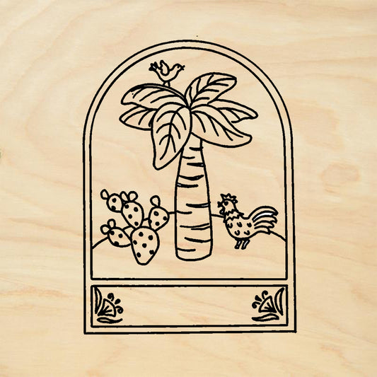 StampaFe Palm Tree Bookplate Rubber Art Stamp