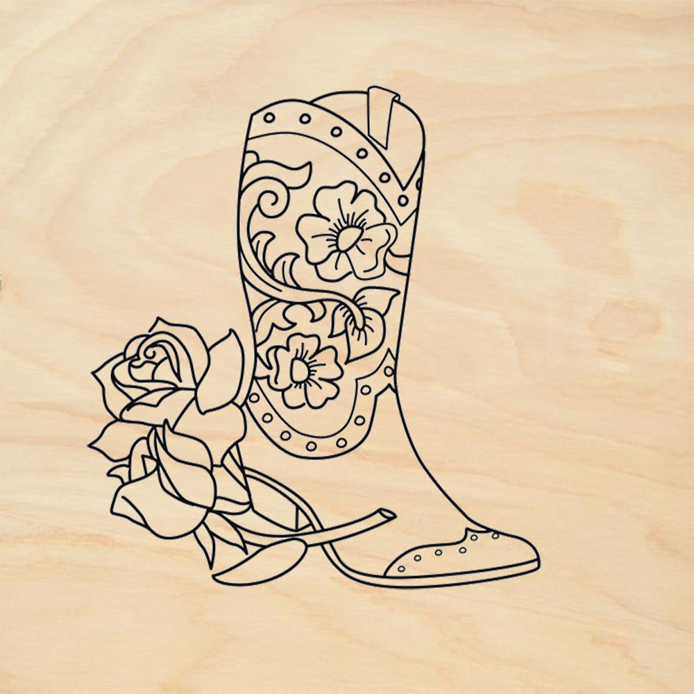 StampaFe Rose boot Western Rubber Art Stamp