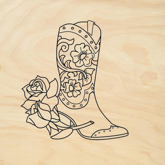 StampaFe Rose boot Western Rubber Art Stamp