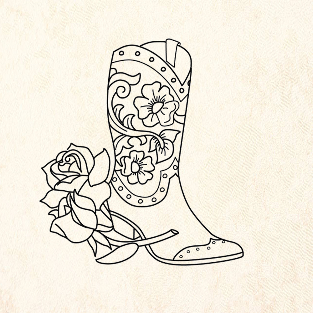StampaFe Rose boot Western Rubber Art Stamp