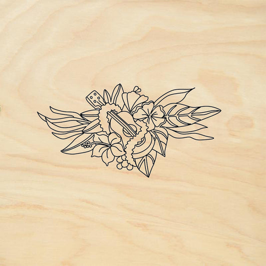 StampaFe Hawaiian guitar Tropical Rubber Art Stamp