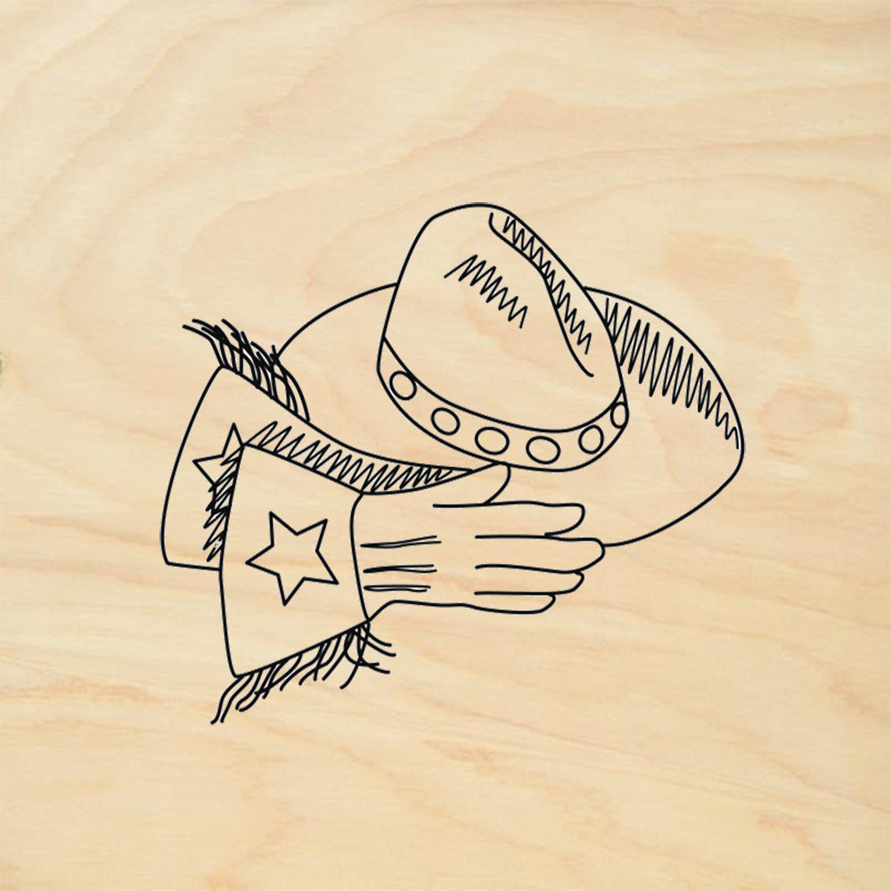 StampaFe Cowboy hat and gloves Western Rubber Art Stamp