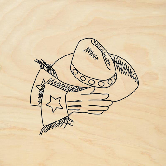 StampaFe Cowboy hat and gloves Western Rubber Art Stamp