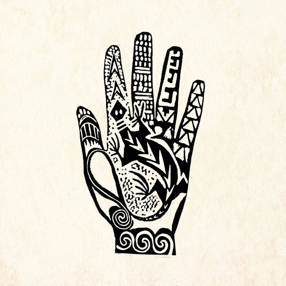 StampaFe Lizard in Hand Large Tribal Rubber Art Stamp