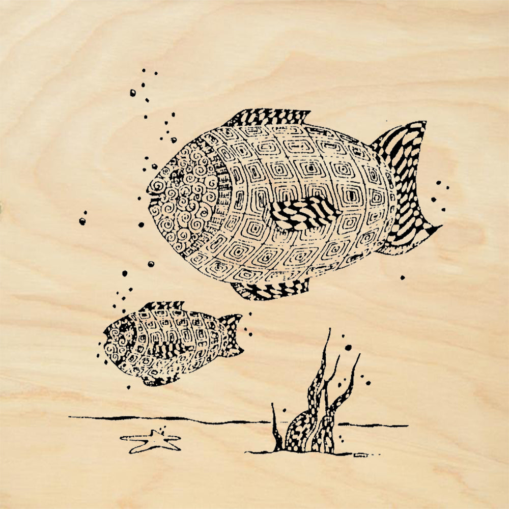 StampaFe Two Fish Mixed Media Rubber Art Stamp