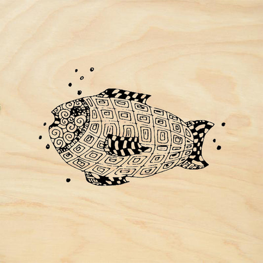 StampaFe One Fish Mixed Media Rubber Art Stamp