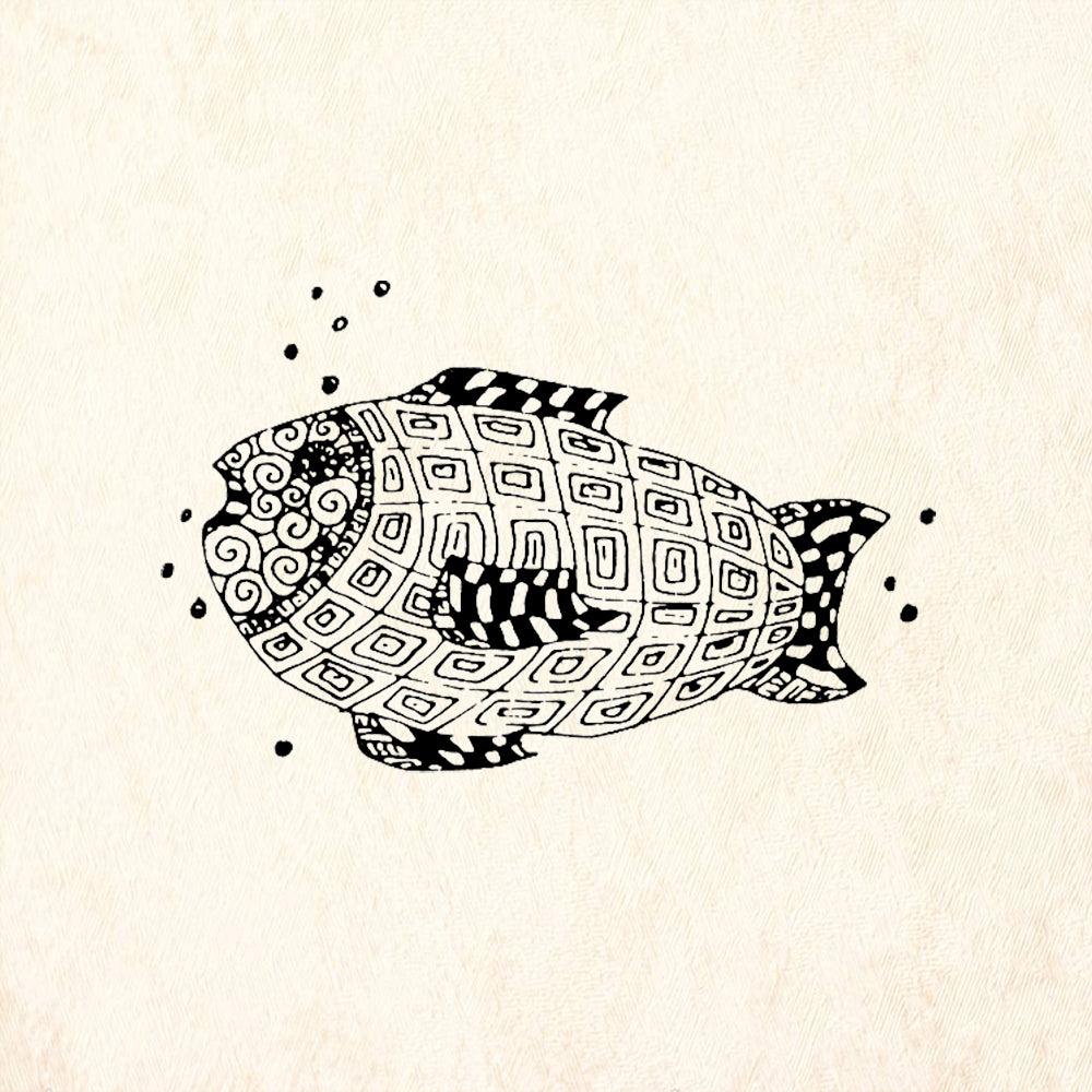 StampaFe One Fish Mixed Media Rubber Art Stamp
