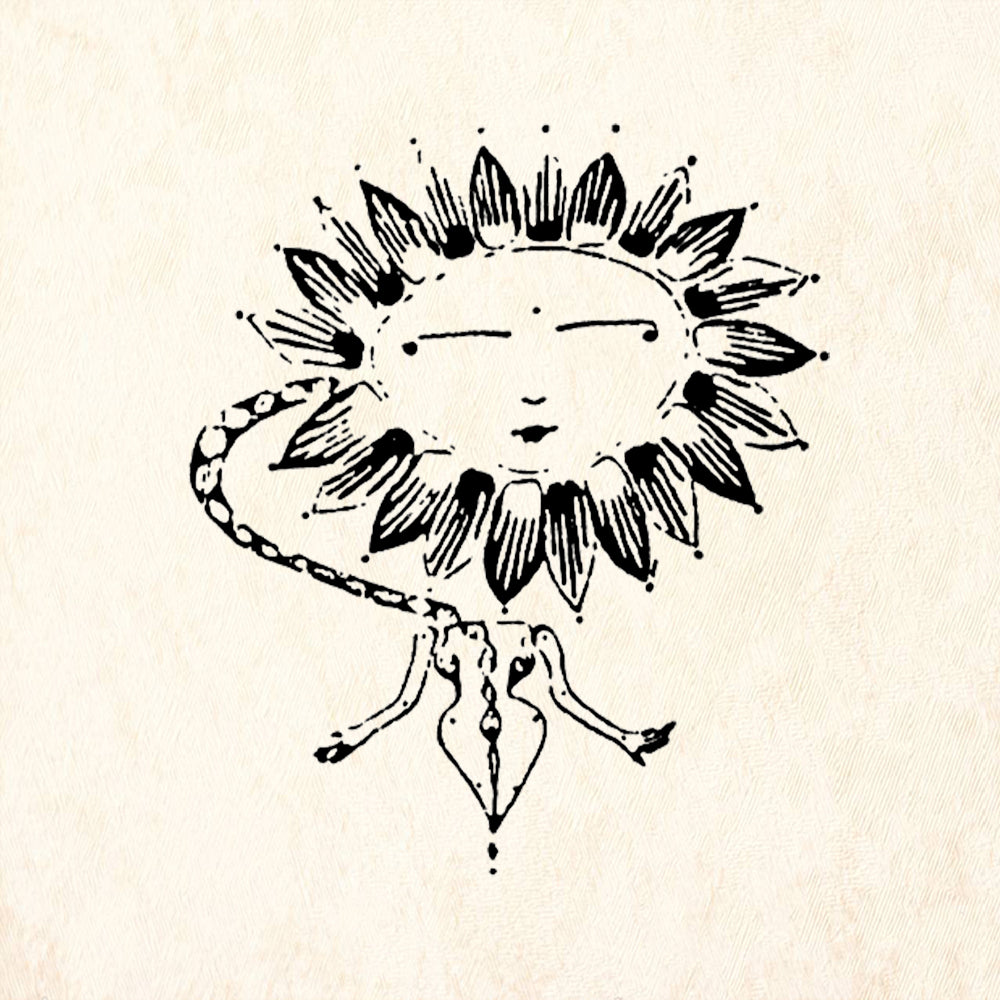 StampaFe Sunflower Figure Whimsical Rubber Art Stamp