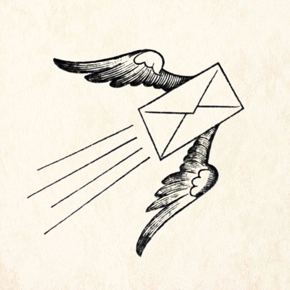 StampaFe Winged Letter Mail Art Rubber Art Stamp