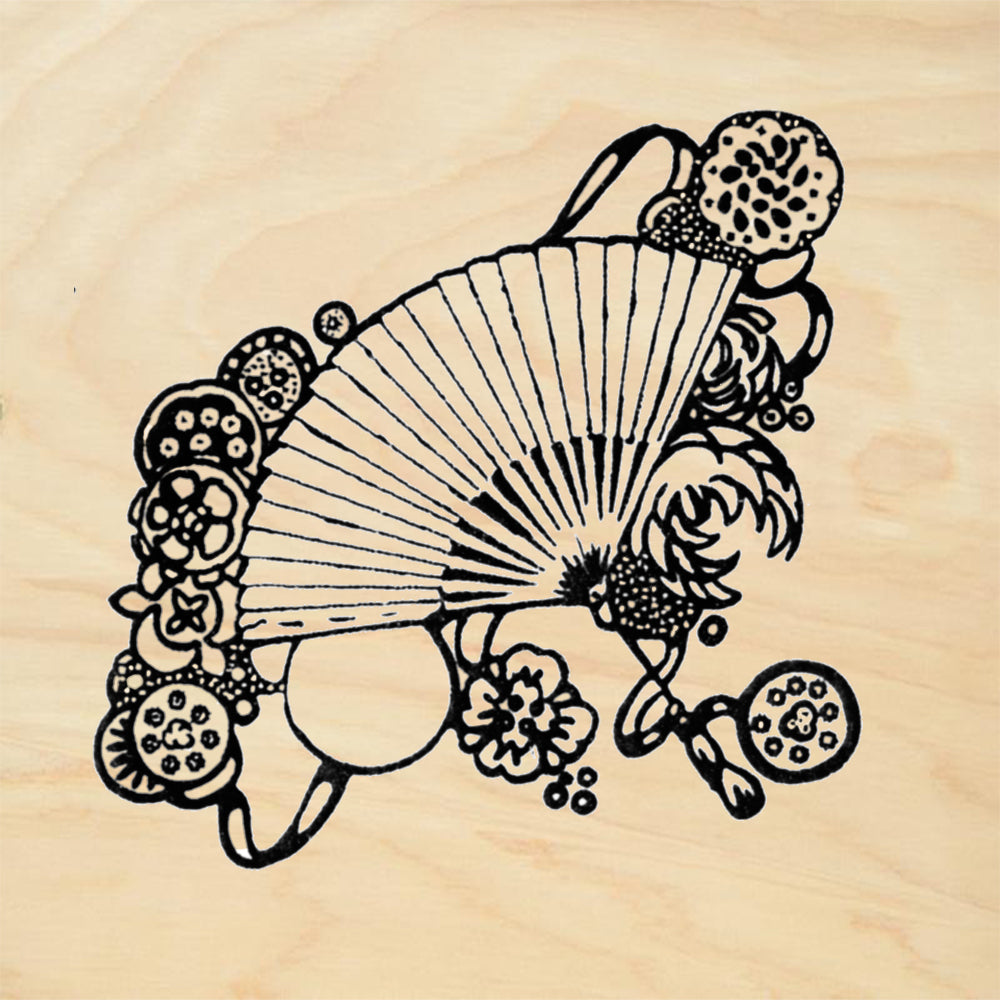 StampaFe Fan Dangle Asian Rubber Art Stamp