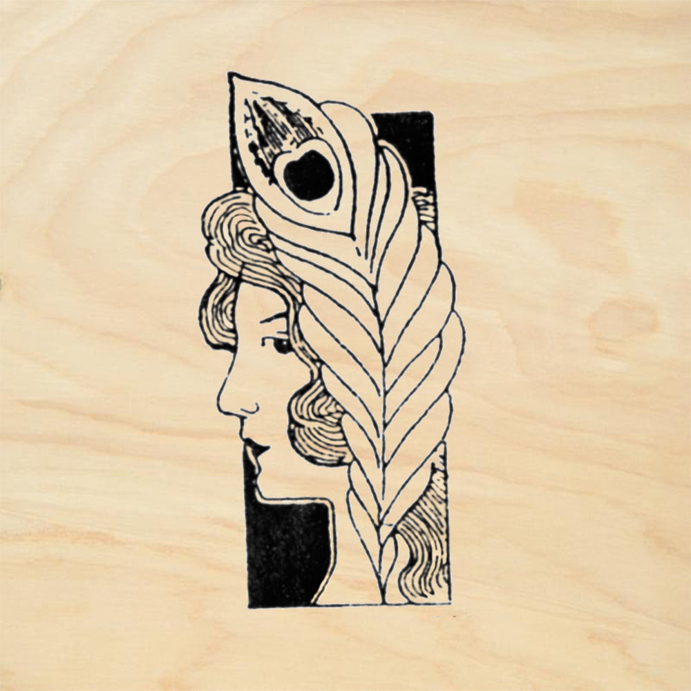 StampaFe Leaf Turner Right Art Nouveau Rubber Art Stamp
