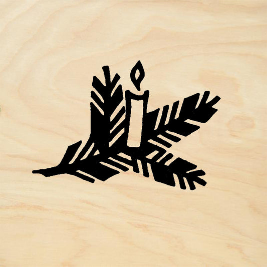 StampaFe Candle on Pine Branch R Holiday Rubber Art Stamp