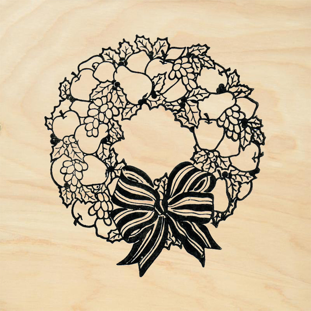 StampaFe Fruit Wrreath Christmas Rubber Art Stamp