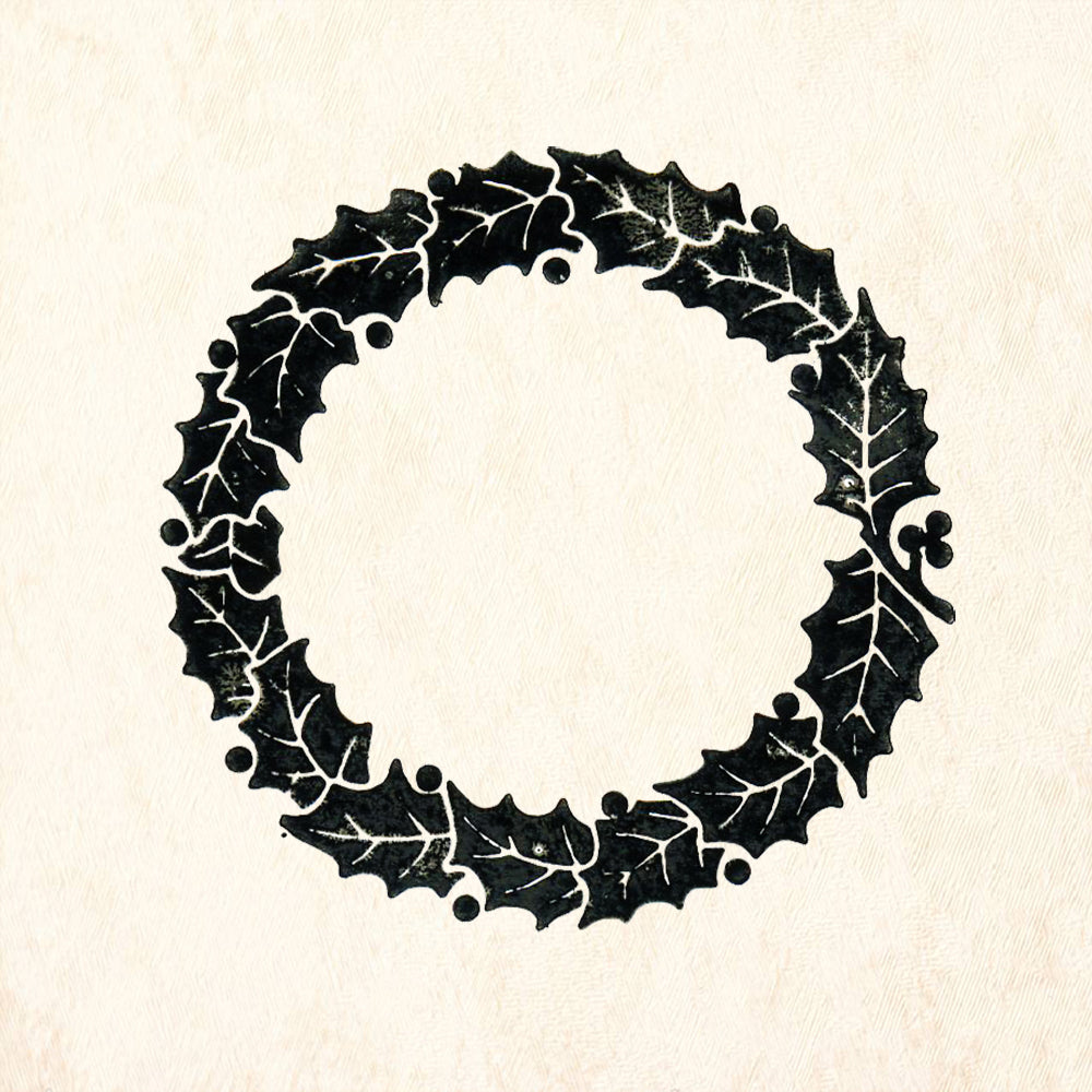 StampaFe Holly Wreath Christmas Rubber Art Stamp