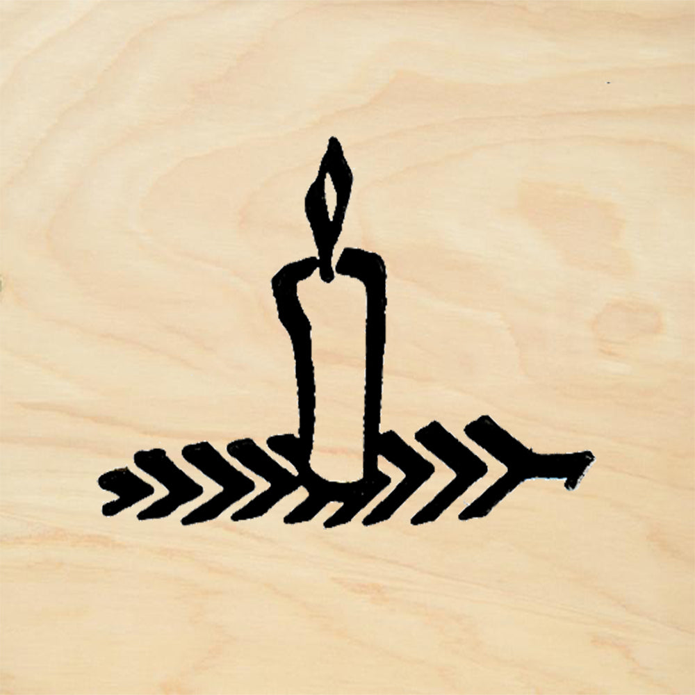 StampaFe Candle on Pine Christmas Rubber Art Stamp