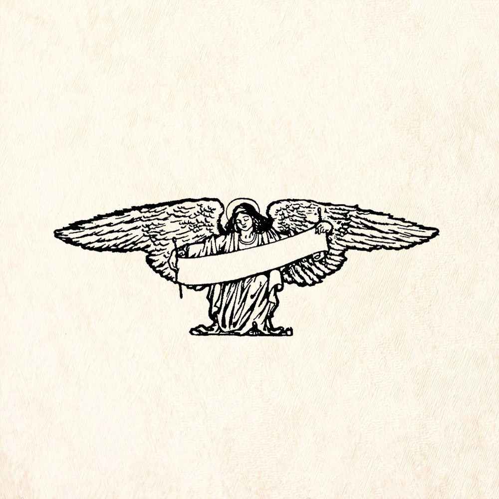StampaFe Angel with Banner small Vintage Rubber Art Stamp