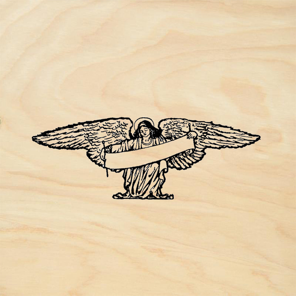 StampaFe Angel with Banner small Vintage Rubber Art Stamp