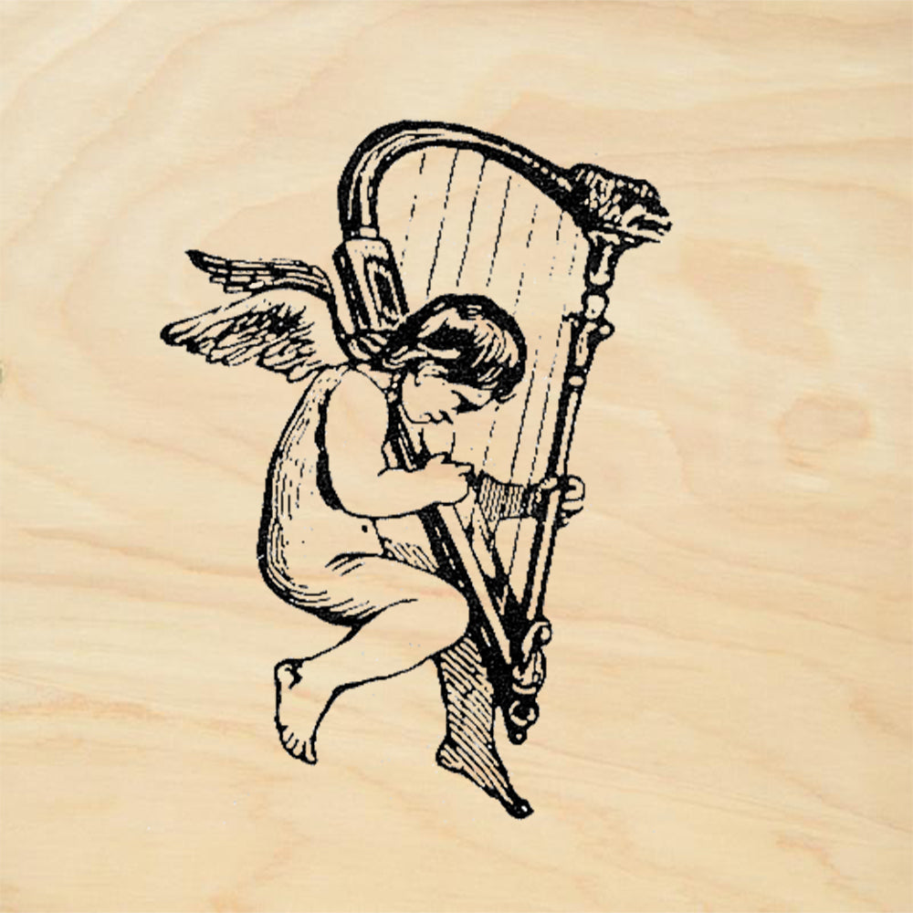 StampaFe Cherub with harp Vintage Rubber Art Stamp