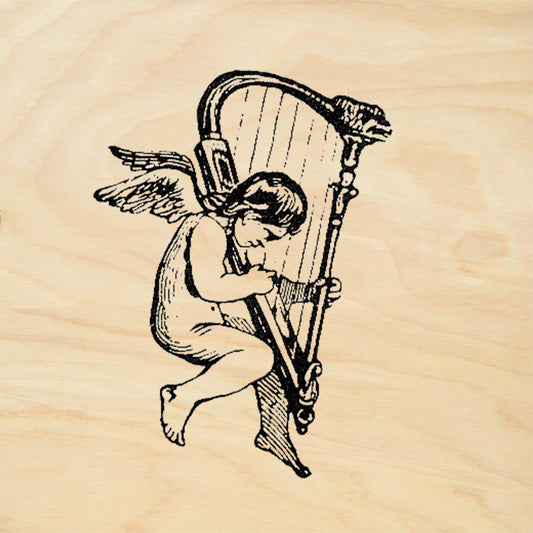 StampaFe Cherub with harp Vintage Rubber Art Stamp