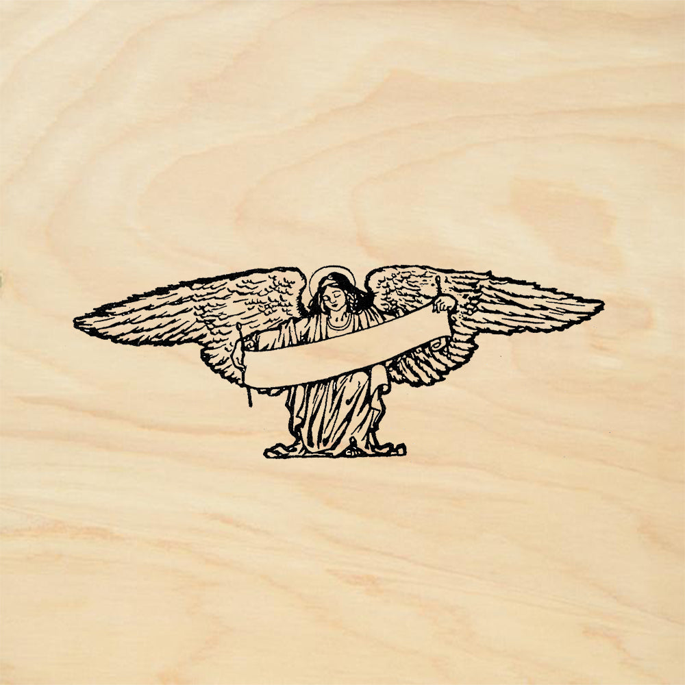 StampaFe Angel with Banner large Vintage Rubber Art Stamp
